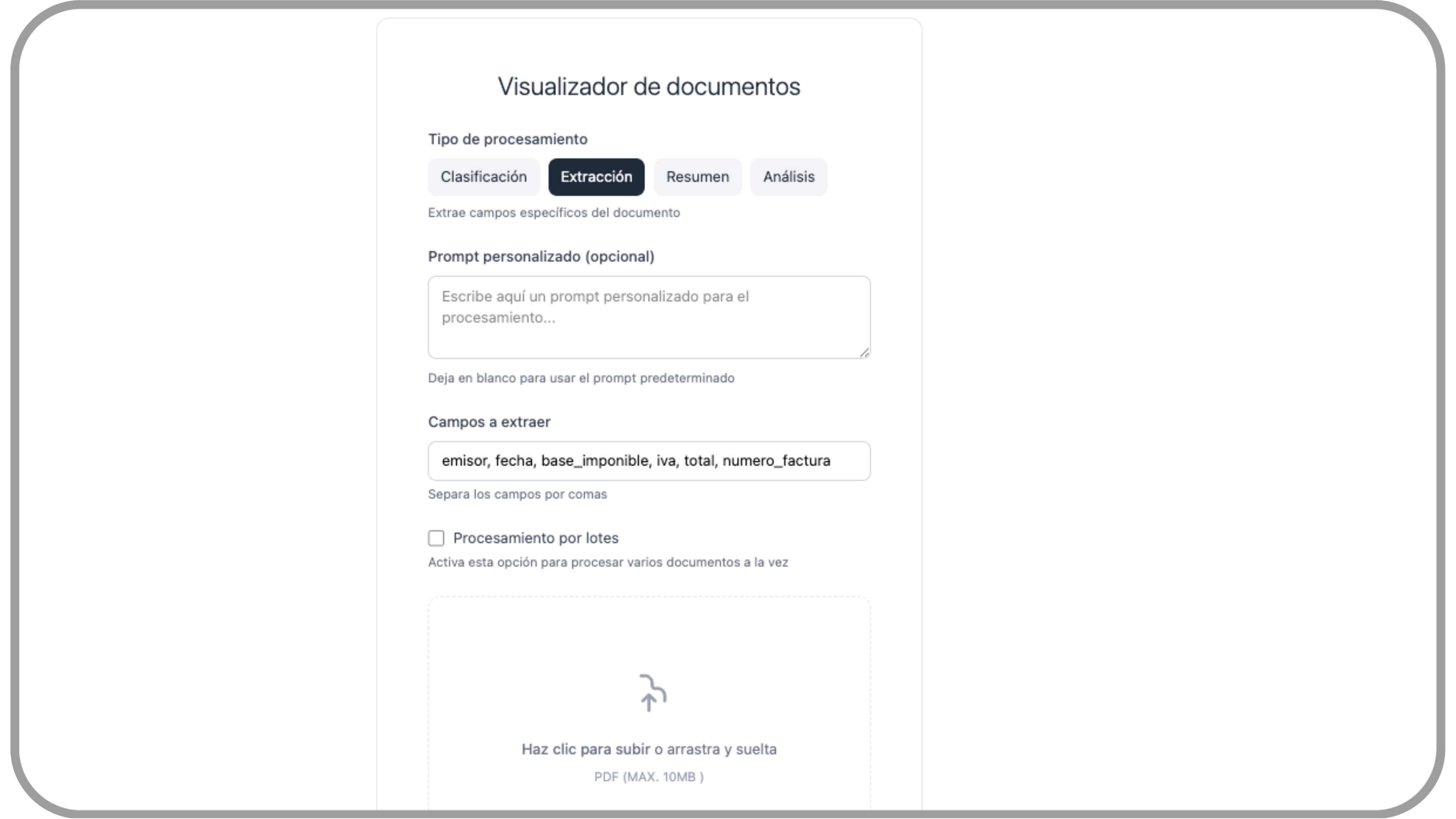 Clasificación y extracción de datos de documentos